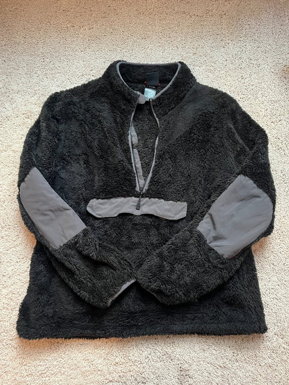 GERRY Black High Pile Sherpa Fleece 1/4 Zip Anorak Pullover XL